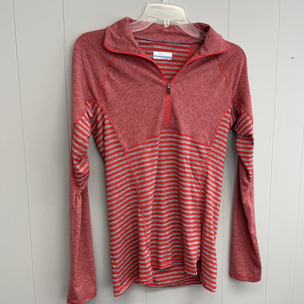 Columbia Womens Omni-Wick Small Red Gray Pullover Top Advanced‎ Evaporation